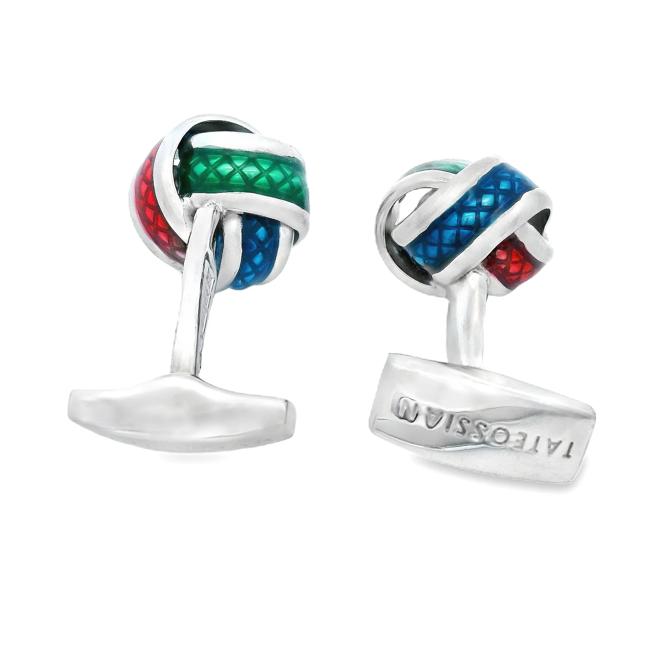 Multi Color Enamel Cufflinks in Silver