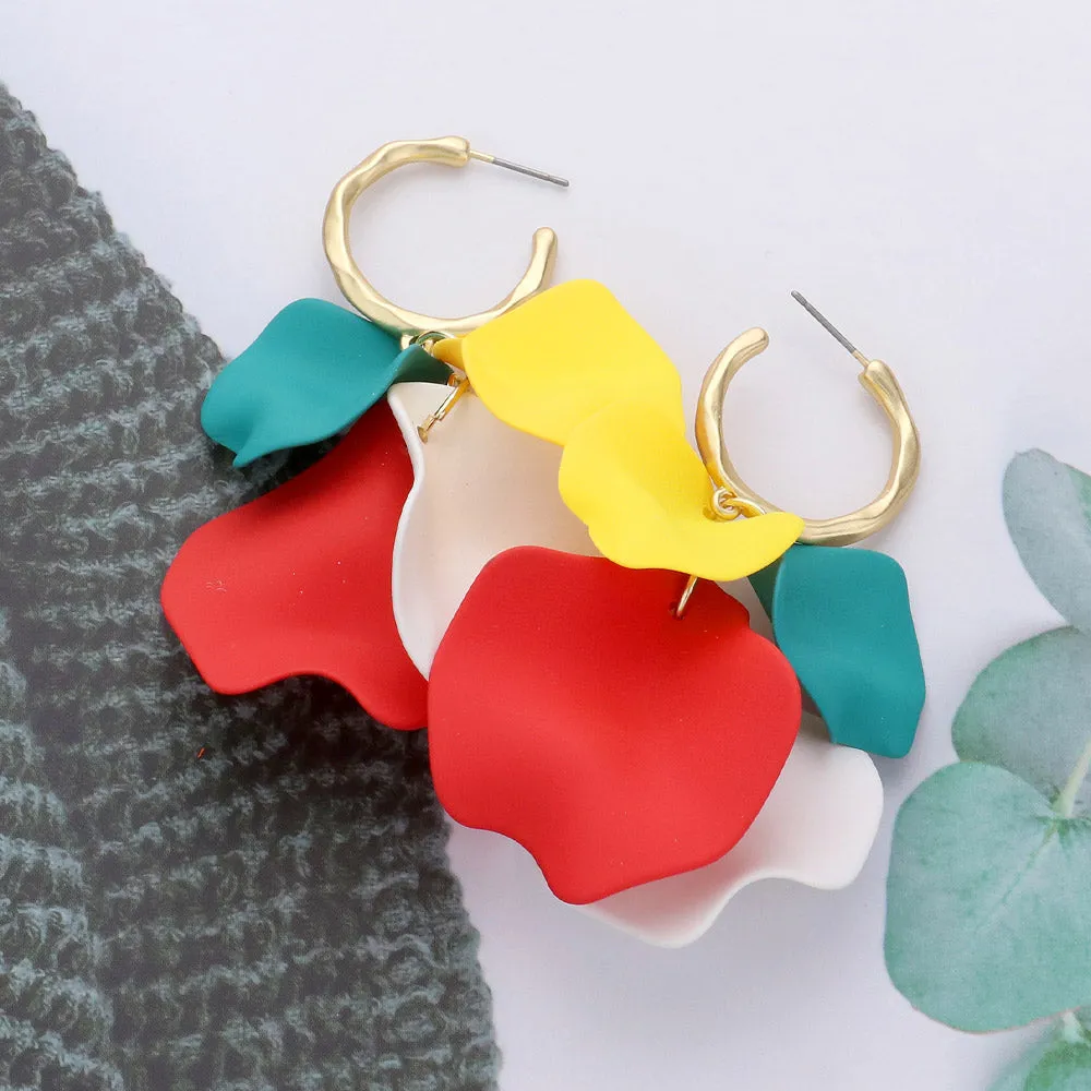 Multi-Color Petal Dangle Fun Fashion Earrings | Multi-Color Headshot Earrings | 612976