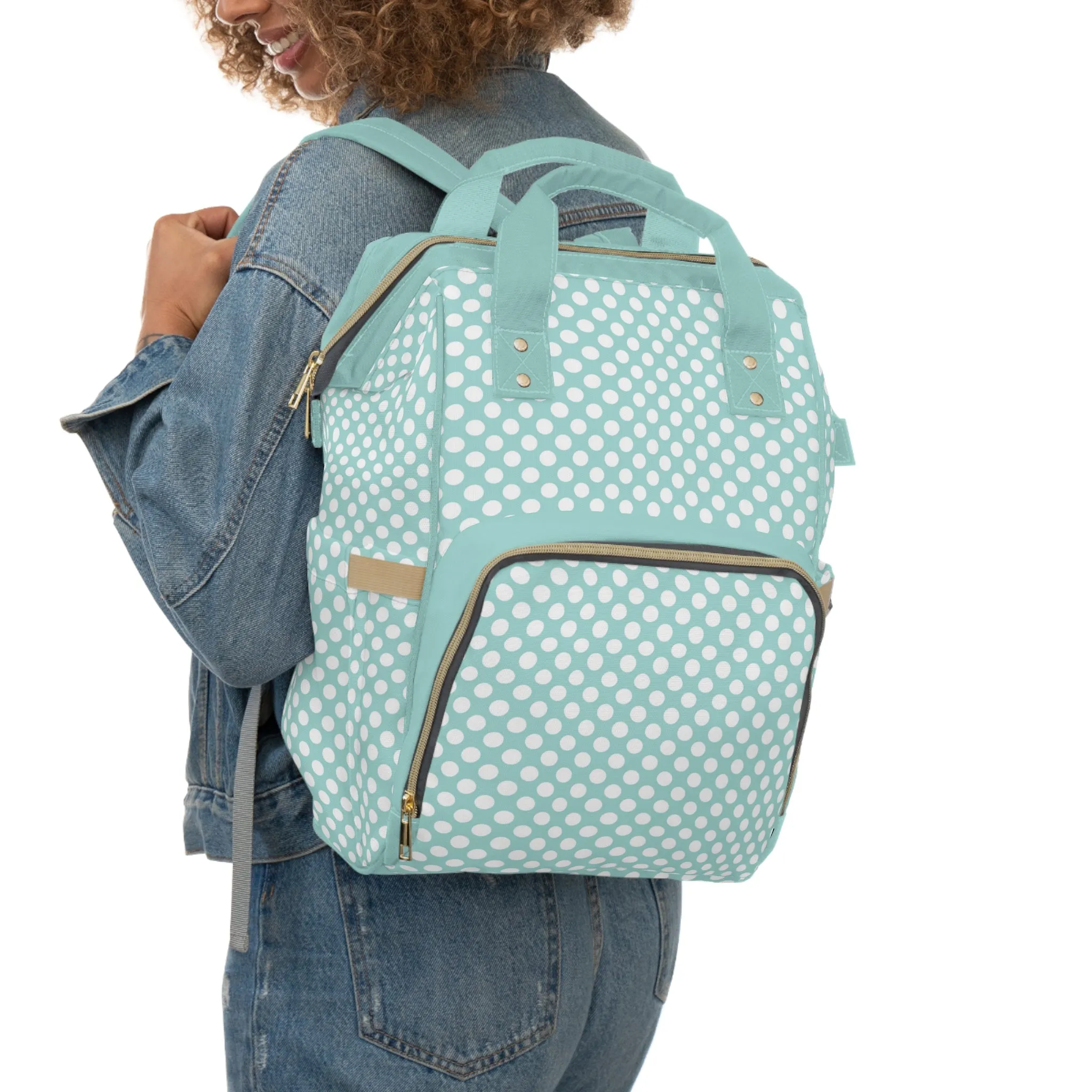 Multifunctional Polka Dot Diaper Backpack - Stylish and Practical Baby Bag for Busy Parents