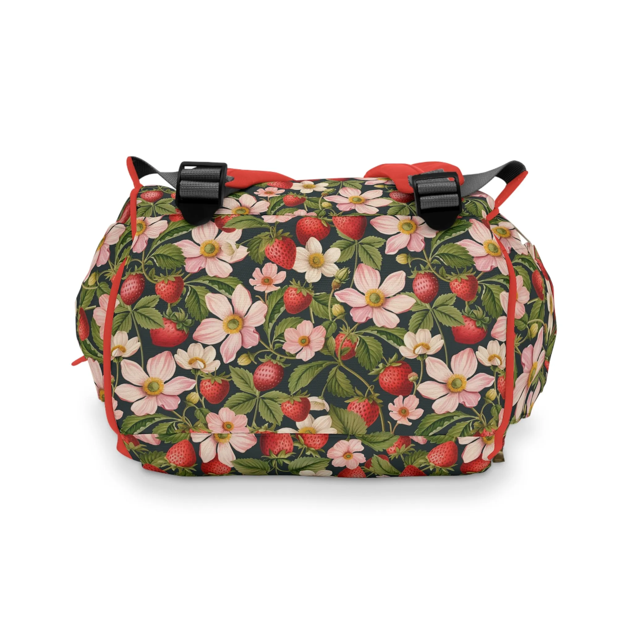 Multifunctional Strawberry Diaper Backpack - Convenient Storage for On-the-Go Parents