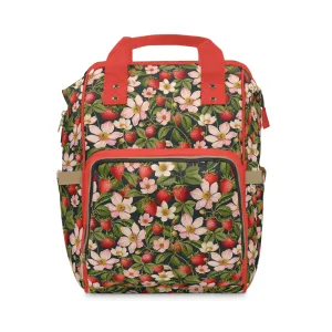 Multifunctional Strawberry Diaper Backpack - Convenient Storage for On-the-Go Parents