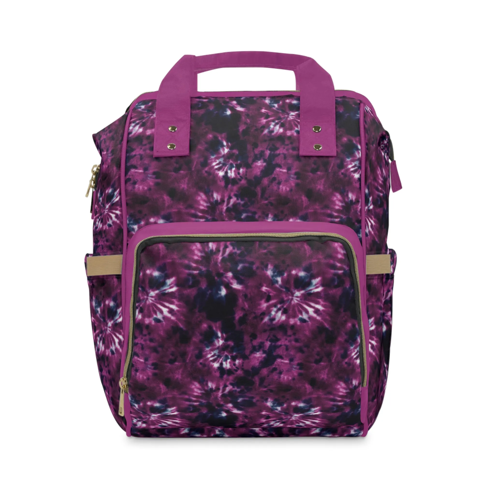 Multifunctional Tie-Dye Diaper Backpack - Lightweight Nylon Baby Bag with Adjustable Straps
