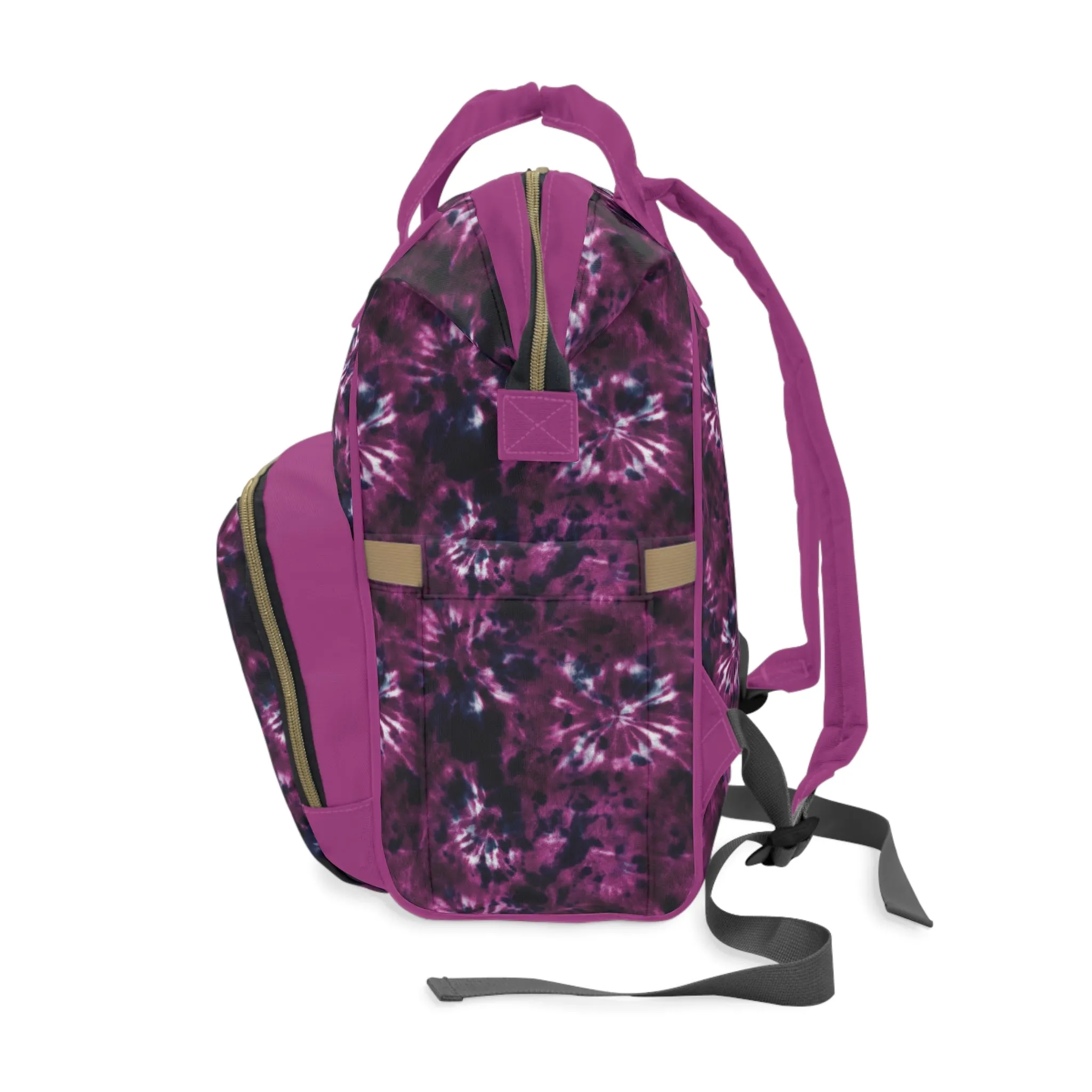 Multifunctional Tie-Dye Diaper Backpack - Lightweight Nylon Baby Bag with Adjustable Straps