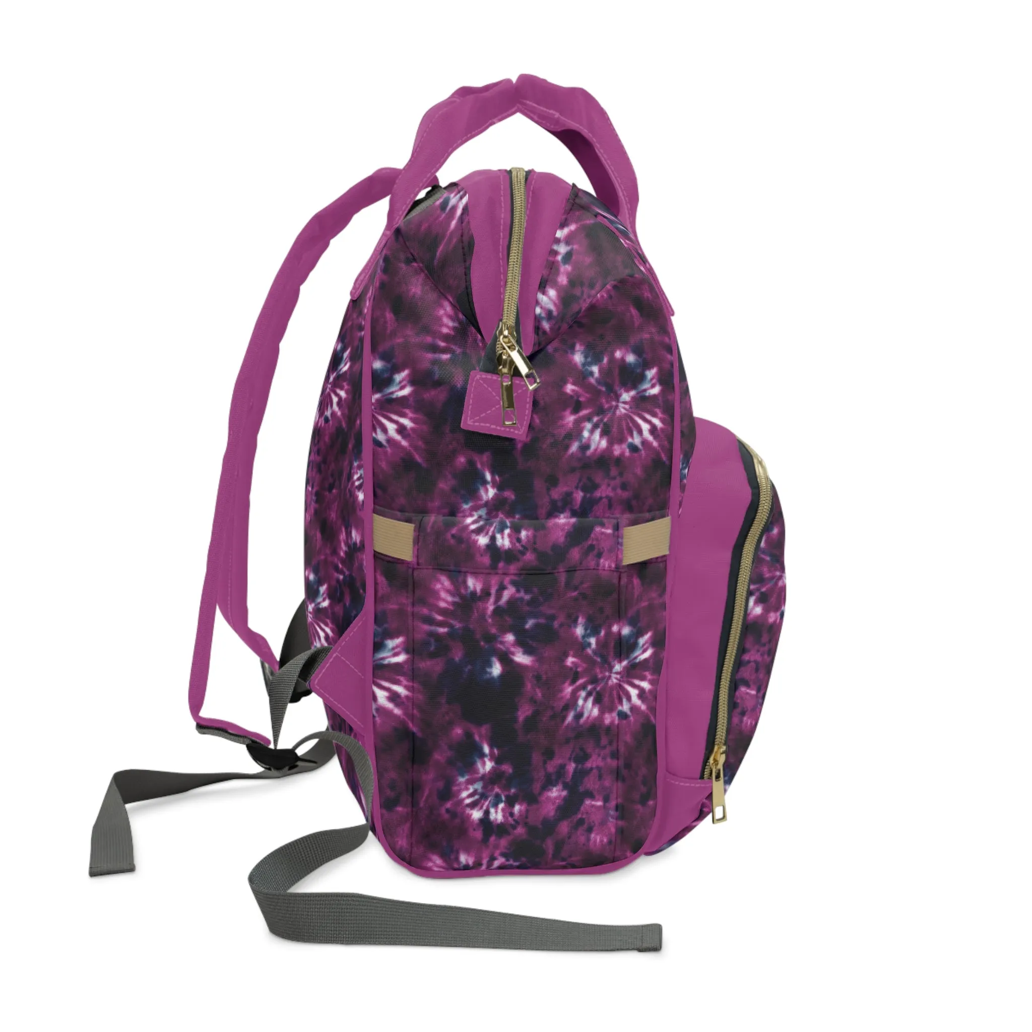 Multifunctional Tie-Dye Diaper Backpack - Lightweight Nylon Baby Bag with Adjustable Straps