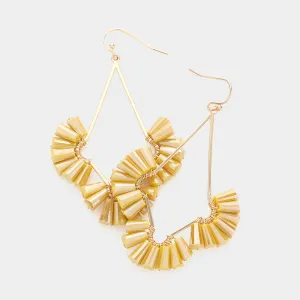 Mustard Bead Wrapped Abstract Dangle Fun Fashion Earrings | Outfit of Choice Earrings |  595401