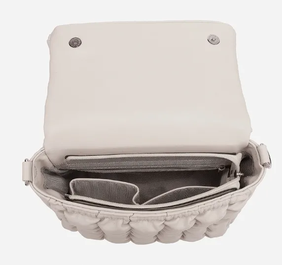 Naomi Top Zip Quilted Crossbody in Tan