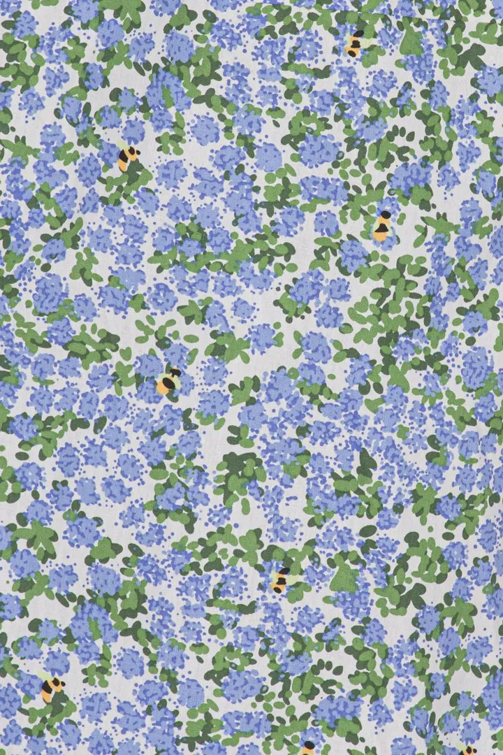 NaomiIC Lang Kjole - Blå Blomsterprint