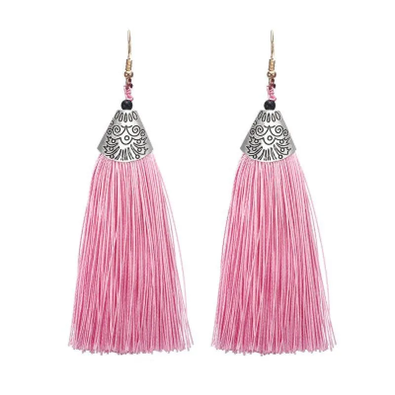 Nassau Pink Tassel Earrings