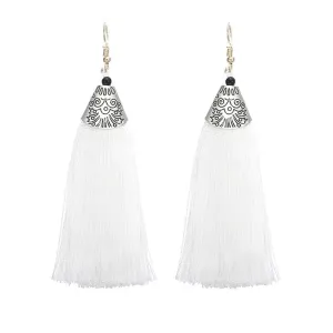 Nassau White Tassel Earrings