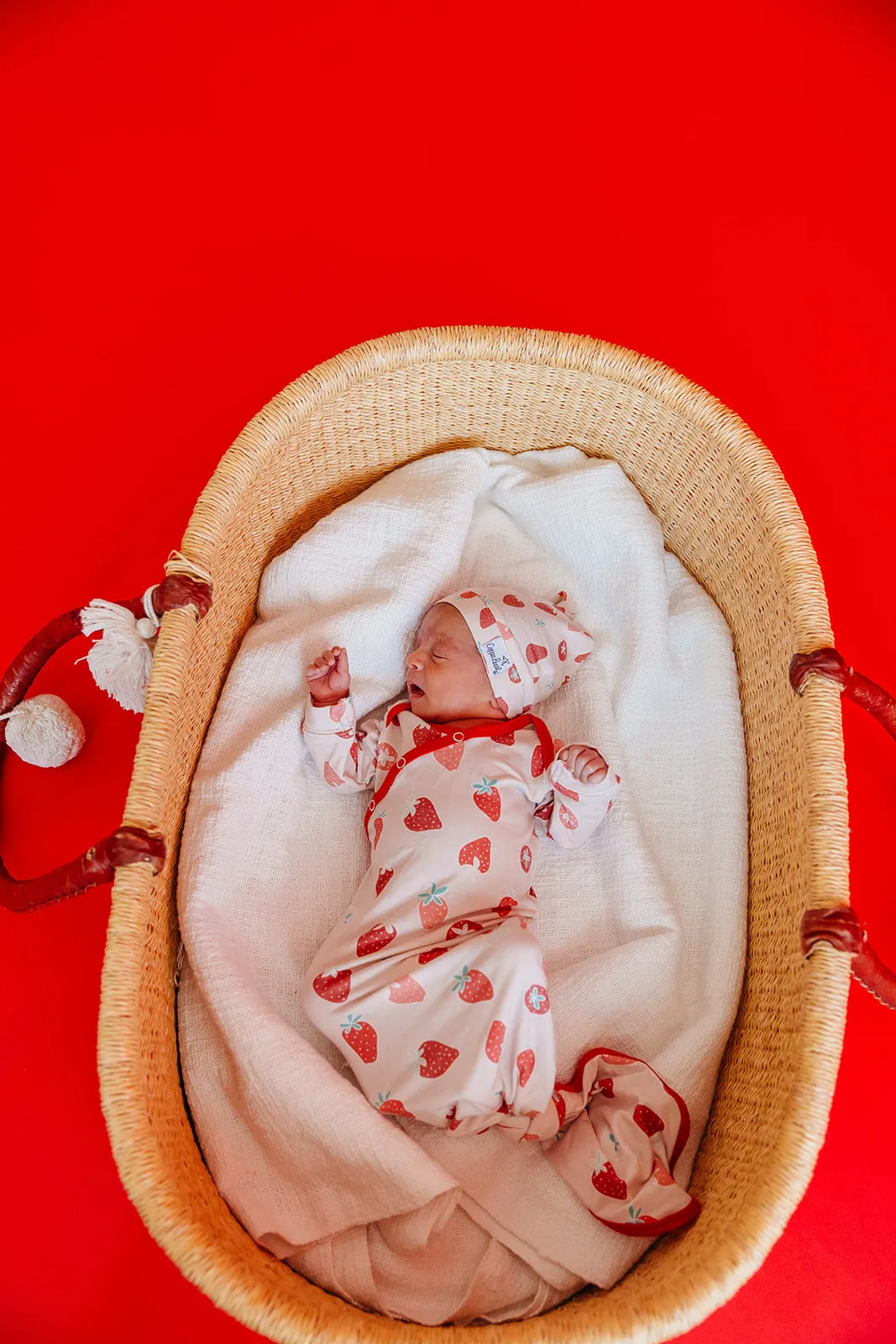 Newborn Knotted Gown - Strawberry