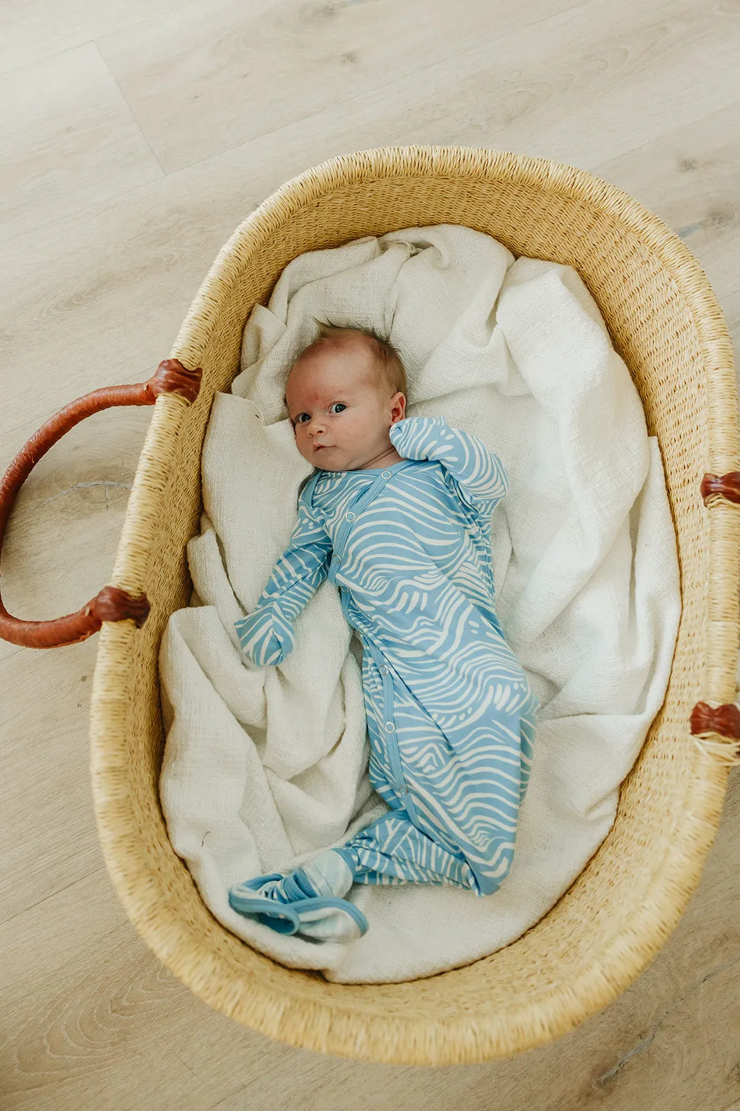 Newborn Knotted Gown - Surf