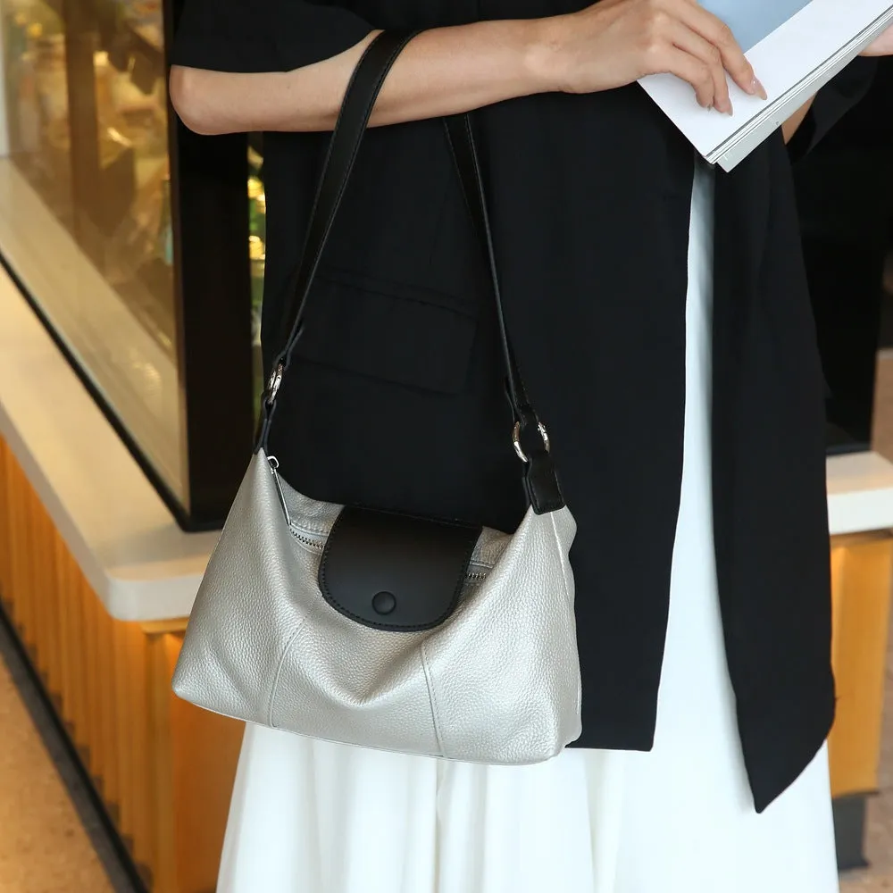 Niche women's bags, high-end leather dumpling bags, New color contrast TOGO first-layer cowhide shoulder messenger bag 66049