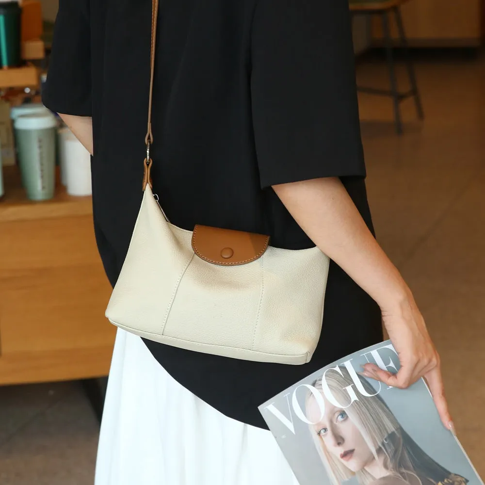 Niche women's bags, high-end leather dumpling bags, New color contrast TOGO first-layer cowhide shoulder messenger bag 66049