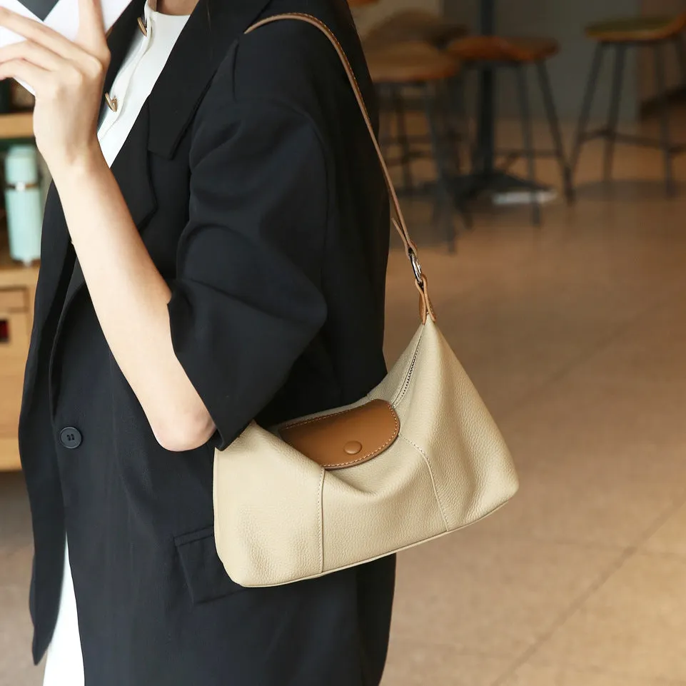 Niche women's bags, high-end leather dumpling bags, New color contrast TOGO first-layer cowhide shoulder messenger bag 66049