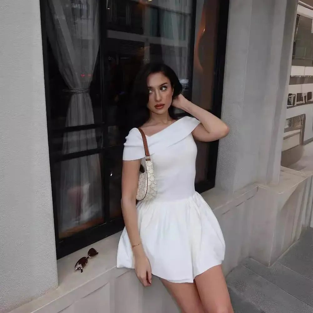 Off-Shoulder Knit Dress - Riviera Radiance