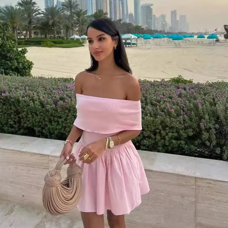 Off-Shoulder Knit Dress - Riviera Radiance