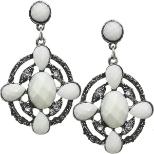 Off-White Faceted Gemstone Drop Earrings