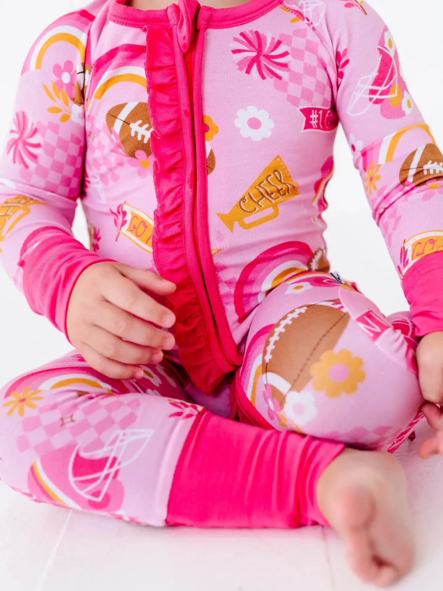 On Game Days We Wear Pink Convertible Footies with Ruffle