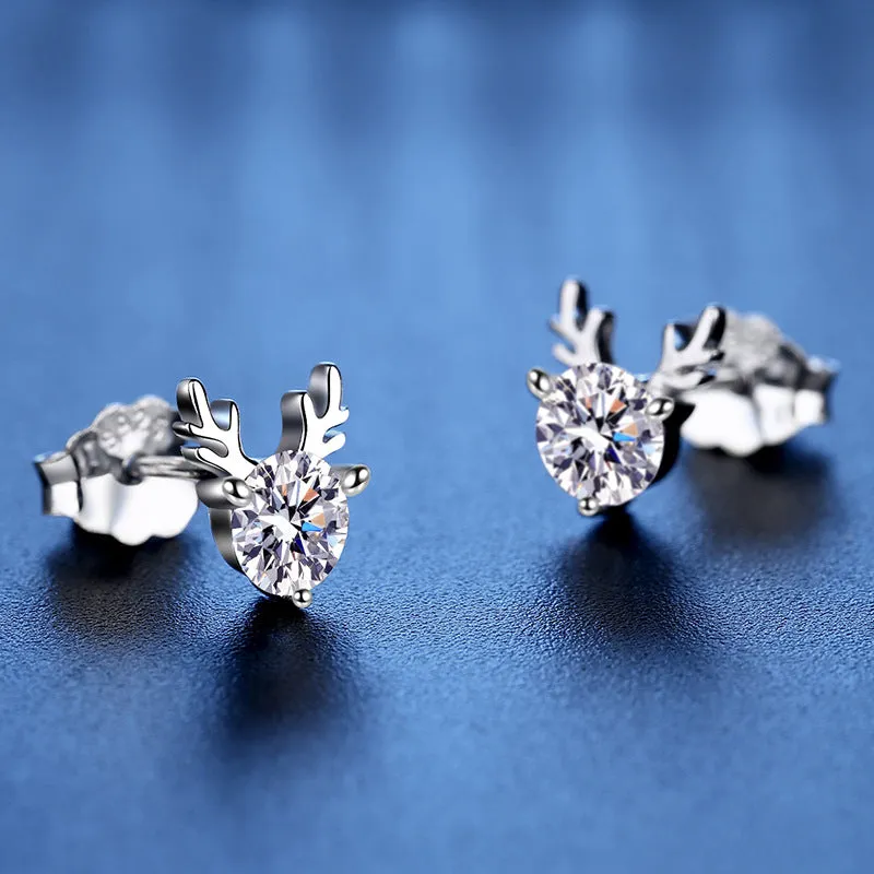 One Deer for You Moissanite Stud Earrings