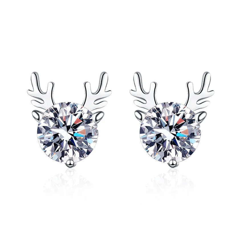 One Deer for You Moissanite Stud Earrings