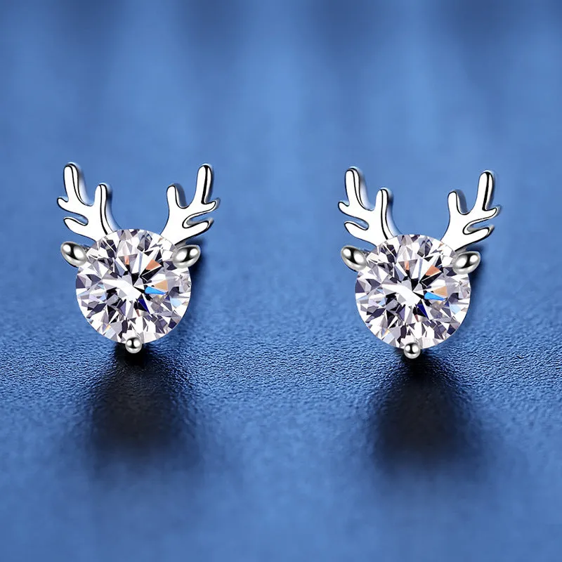 One Deer for You Moissanite Stud Earrings