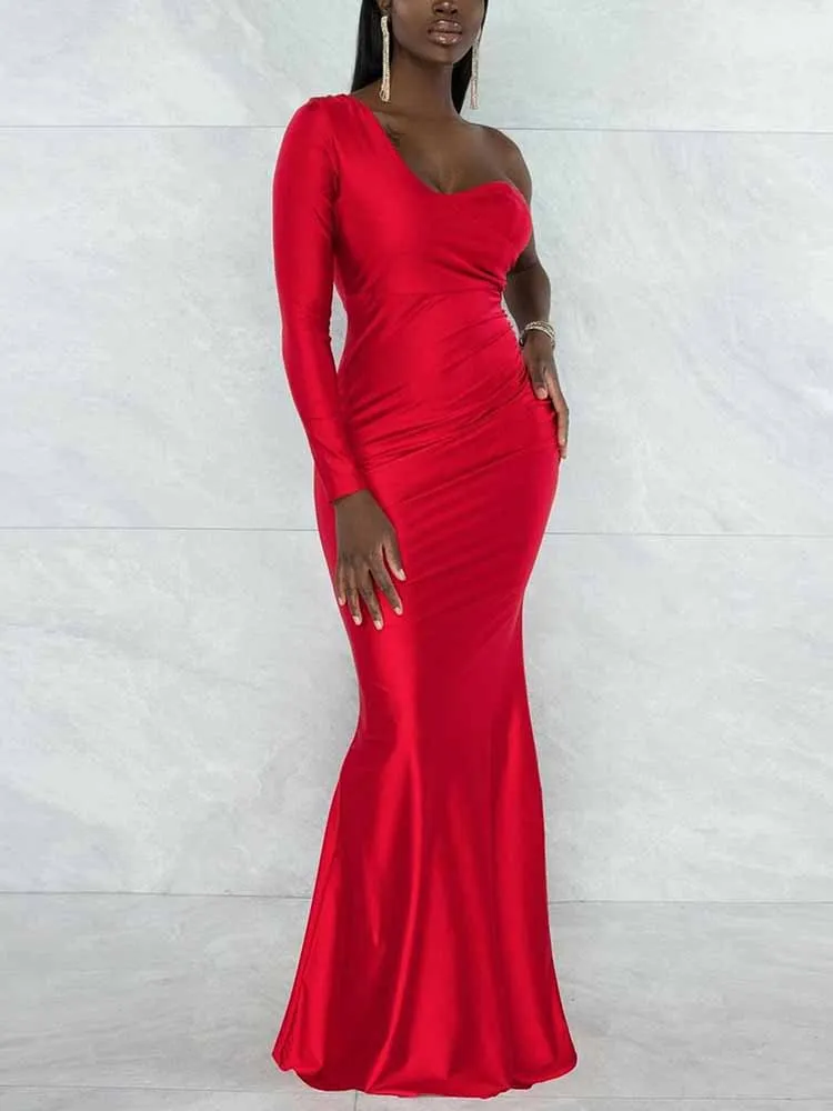 One Shoulder Mermaid Maxi Dresses