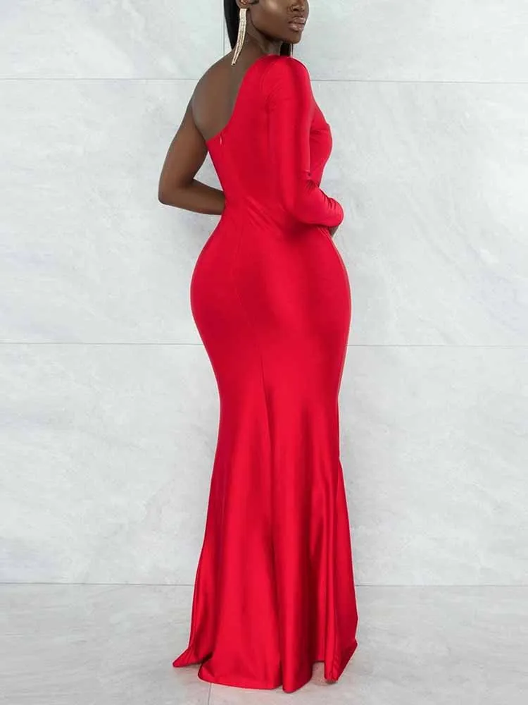 One Shoulder Mermaid Maxi Dresses