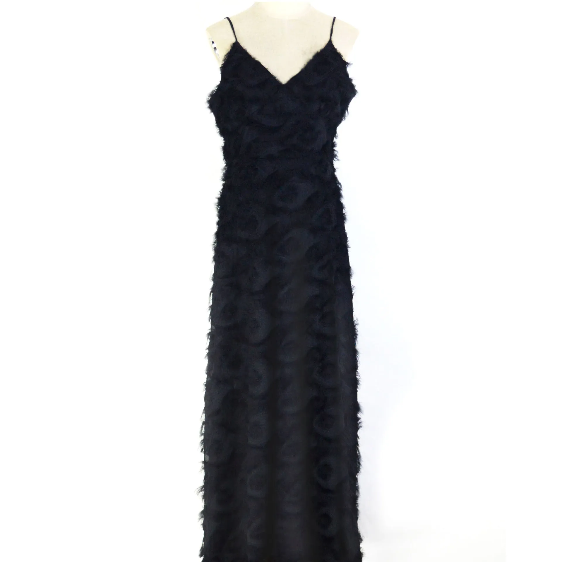 Open Back Feather Lace Party Maxi Dress