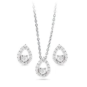 Open Pear Halo Stud Jewellery Set with Cubic Zirconia and Sterling Silver
