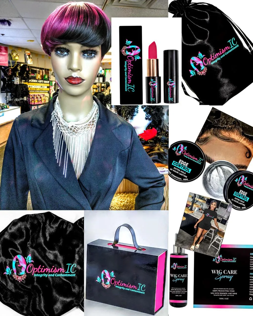 OptimismIC Integrity and Contentment Satin Wig Bags $10 Optimismic Wigs and Gifts St Paul MN