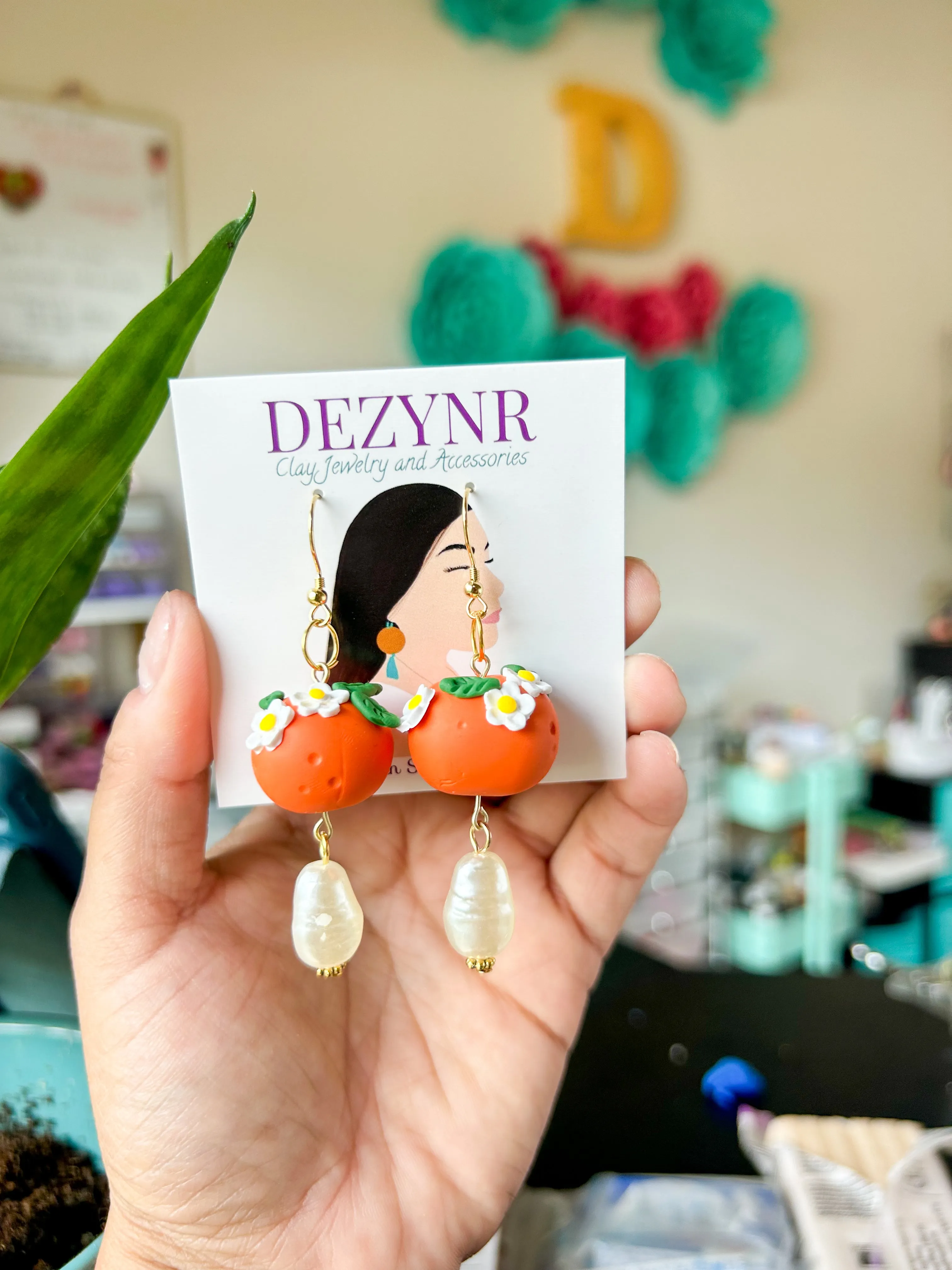 Orange & Pearl Dangles