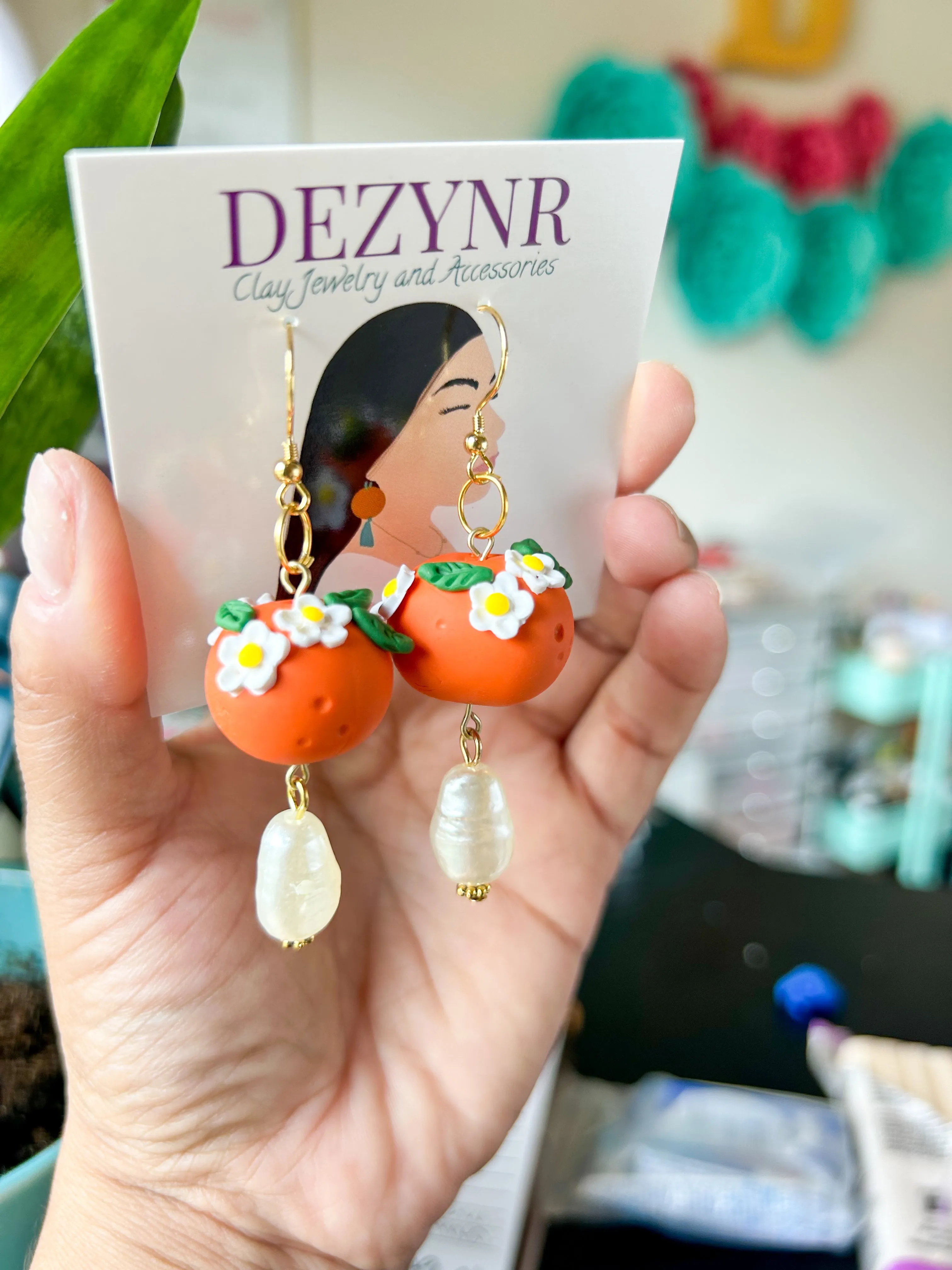 Orange & Pearl Dangles