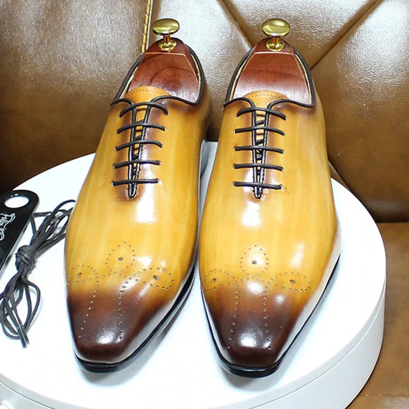 Oxfords Cow Leather Pointed Toe Formal Business Men Shoes