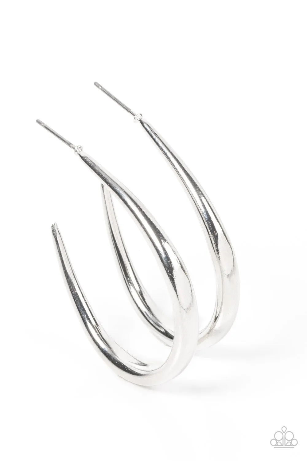 Paparazzi CURVE Your Appetite - Silver Hoop Earrings