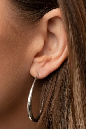 Paparazzi CURVE Your Appetite - Silver Hoop Earrings