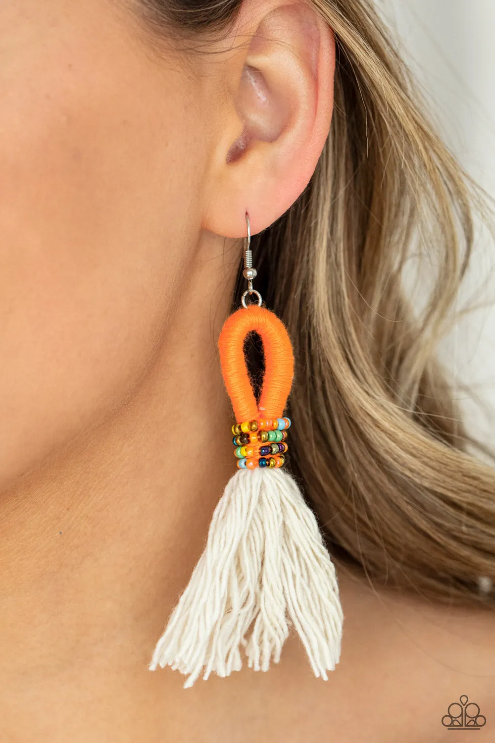 Paparazzi The Dustup - Orange Tassel Earrings