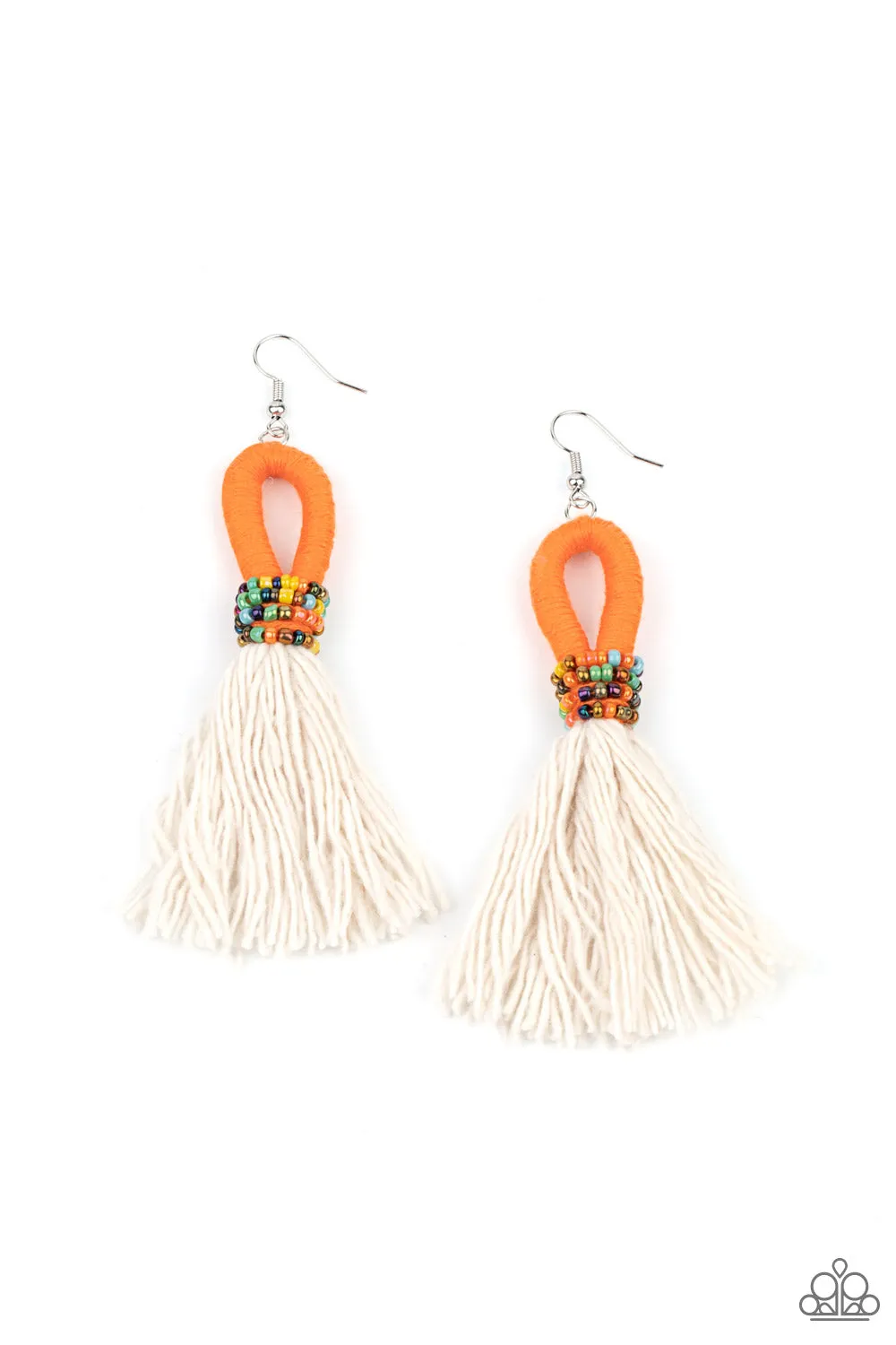 Paparazzi The Dustup - Orange Tassel Earrings
