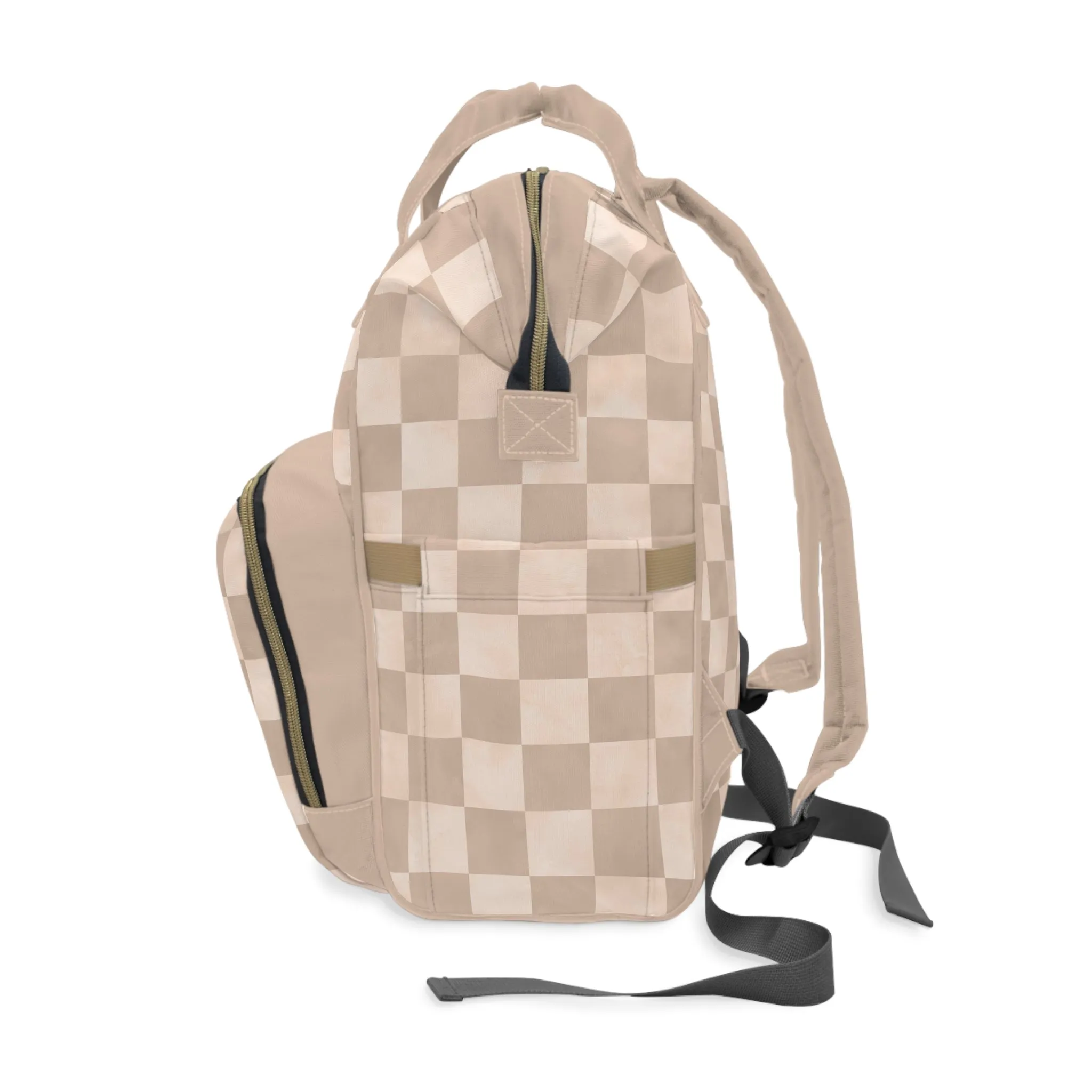 Pastel Checkers Diaper Backpack - Chic & Practical Baby Bag with Checkerboard Patterns, Perfect for Minimalist Parents