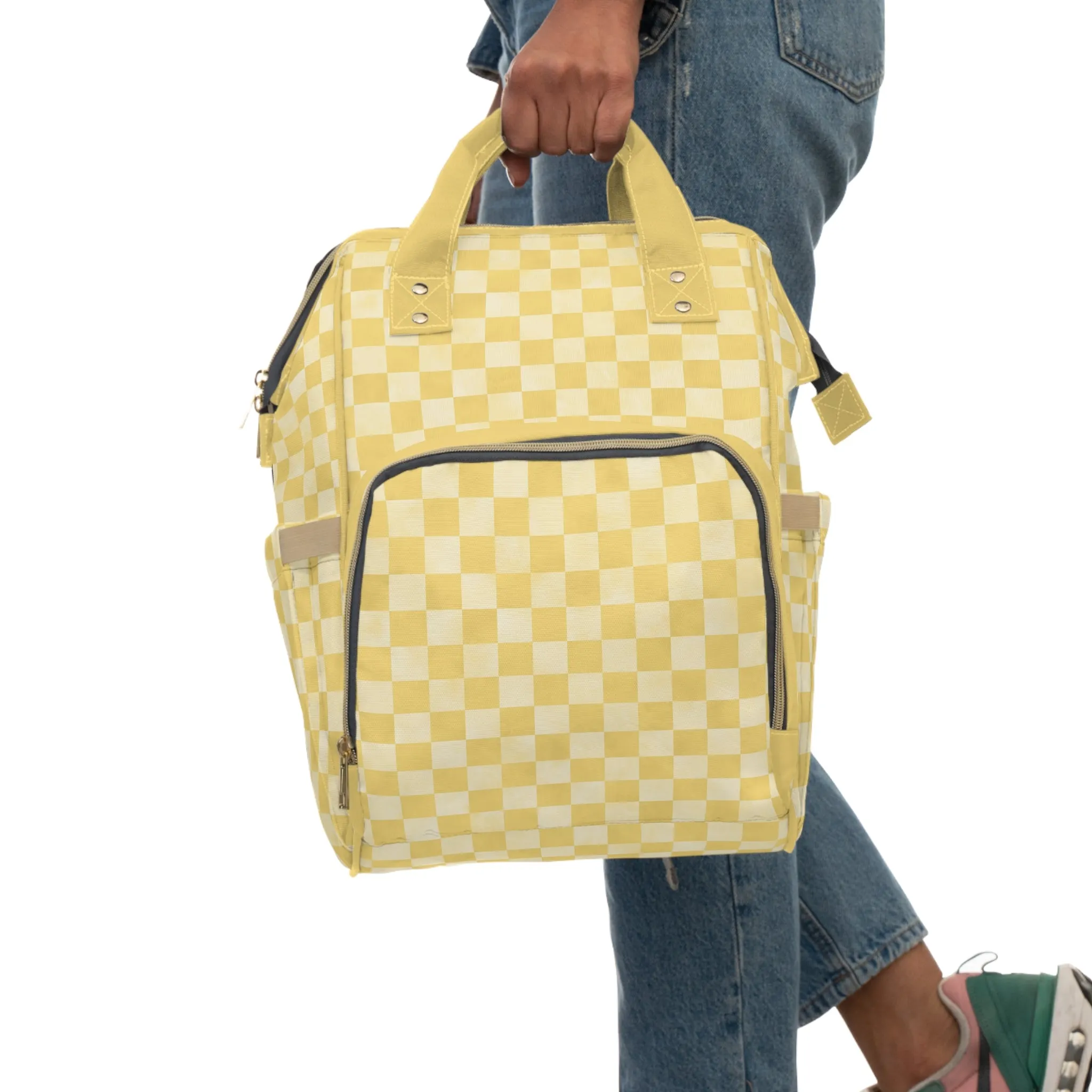 Pastel Checkers Diaper Backpack - Chic & Practical Baby Bag with Checkerboard Patterns, Perfect for Minimalist Parents