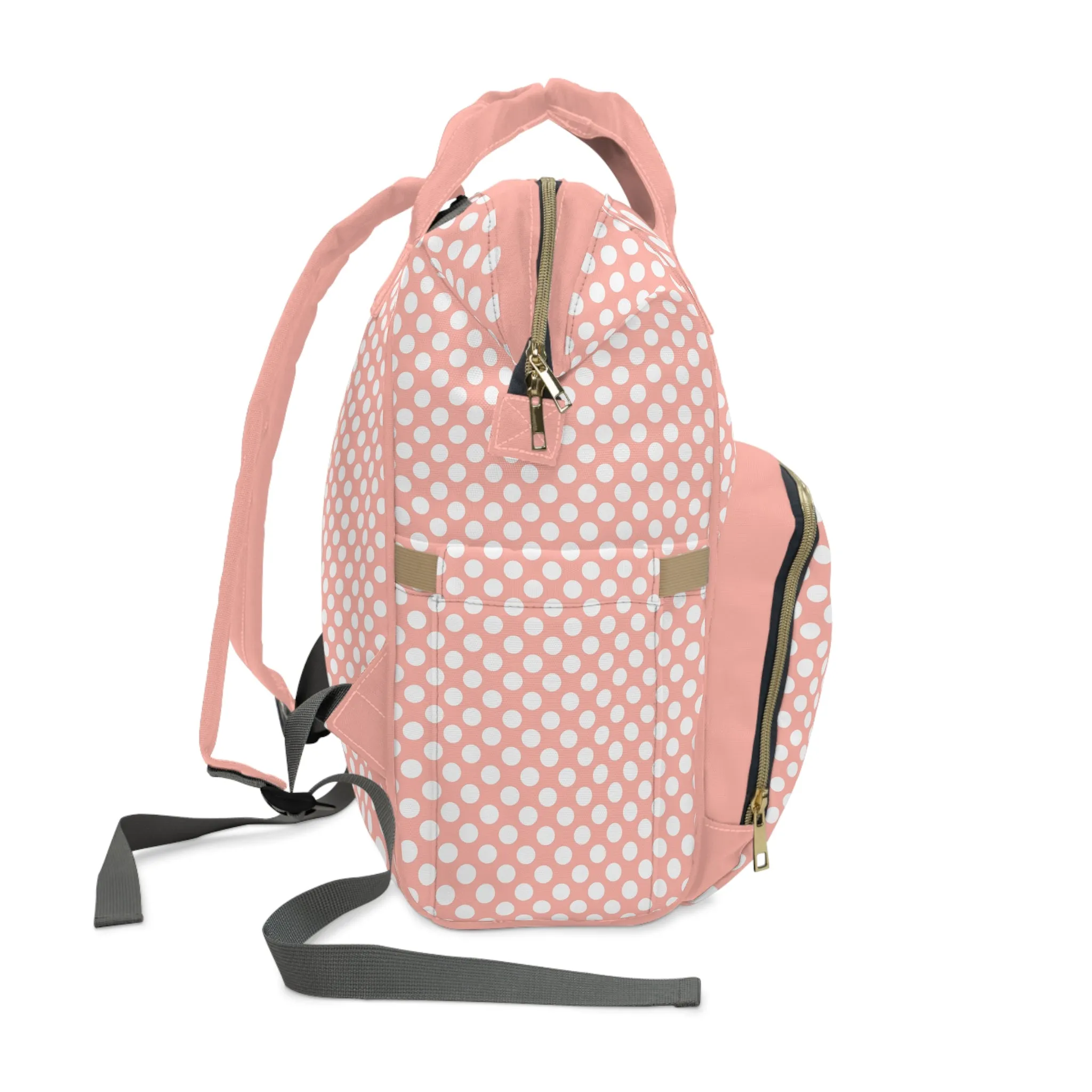 Pastel Polka Dot Diaper Backpack - Stylish & Multifunctional Baby Bag with Polka Dot Patterns, Perfect for Trendy Parents