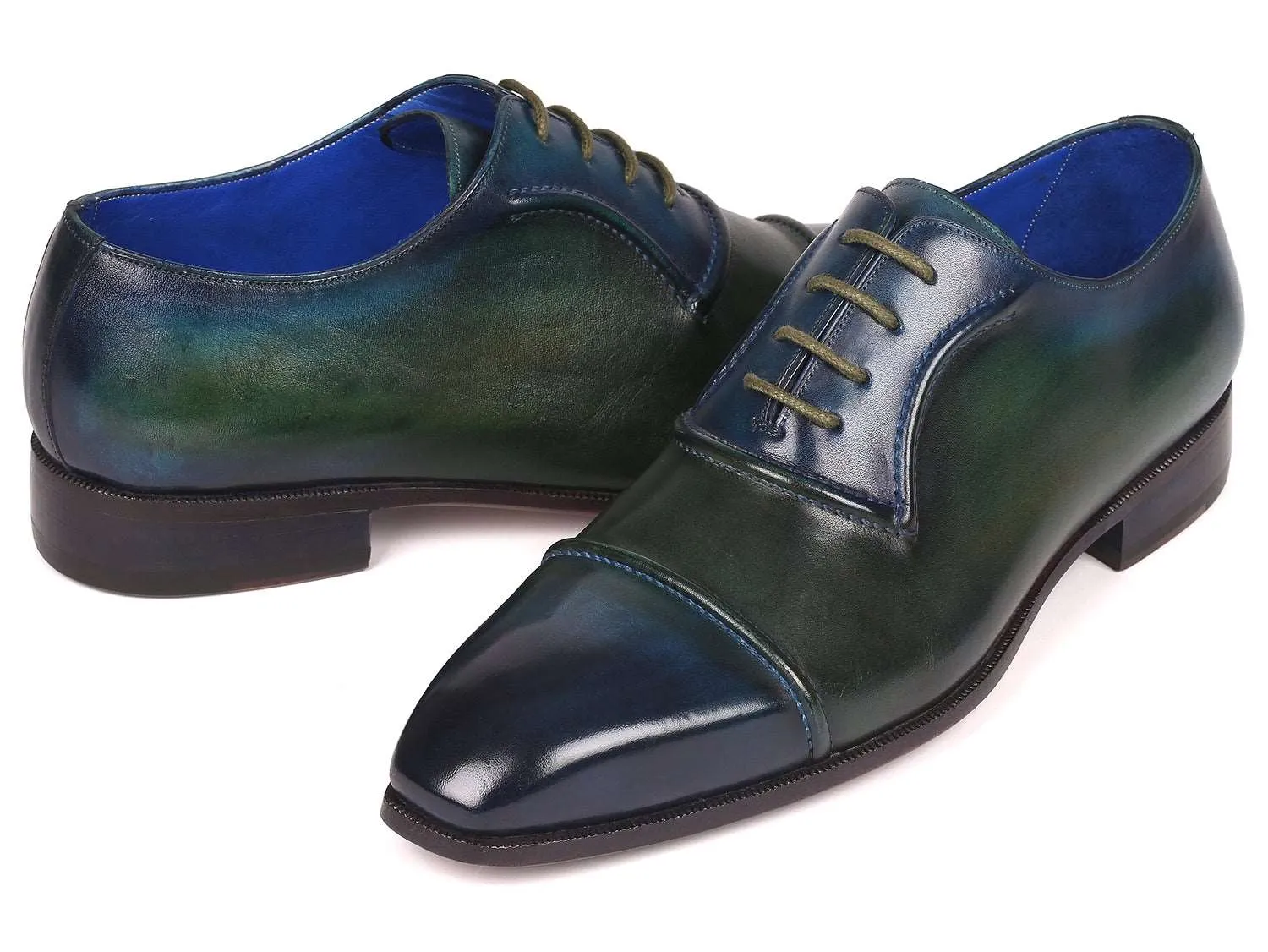 Paul Parkman Handmade Blue & Green Oxfords