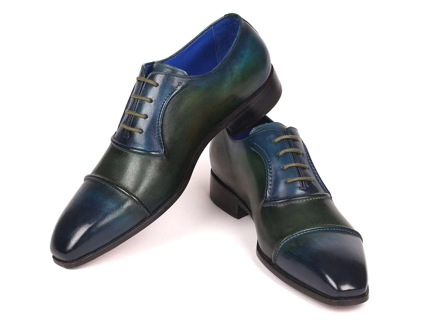 Paul Parkman Handmade Blue & Green Oxfords