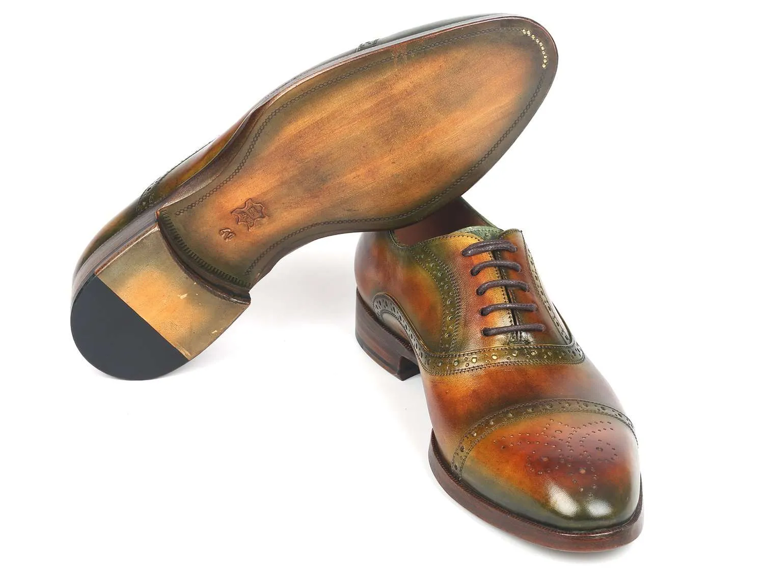 Paul Parkman Men's Green & Brown Cap Toe Oxfords
