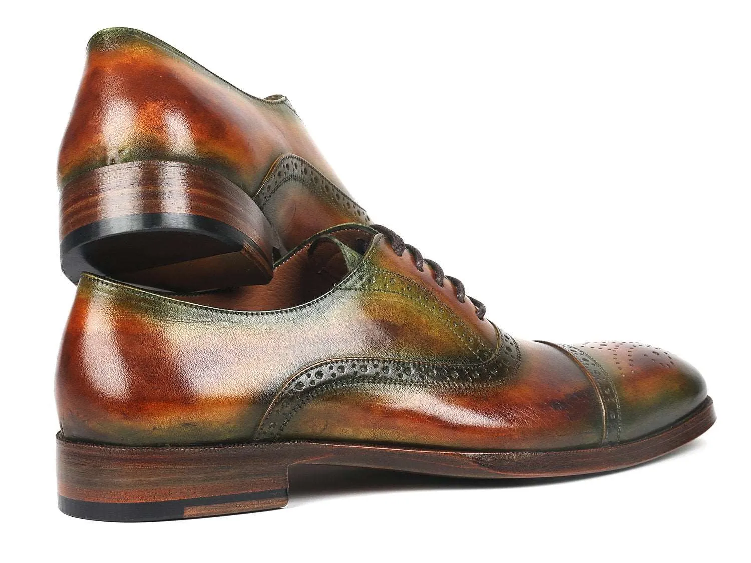 Paul Parkman Men's Green & Brown Cap Toe Oxfords