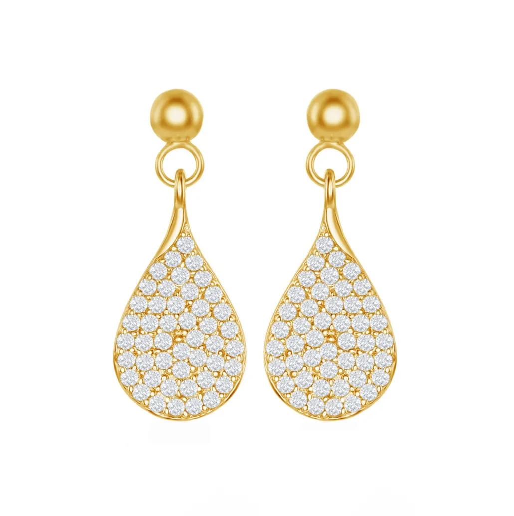 Pave Pear-Shaped Drop Earrings