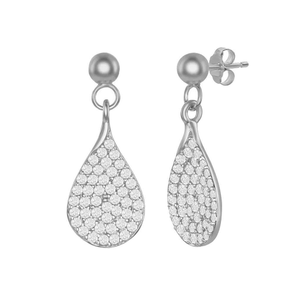 Pave Pear-Shaped Drop Earrings