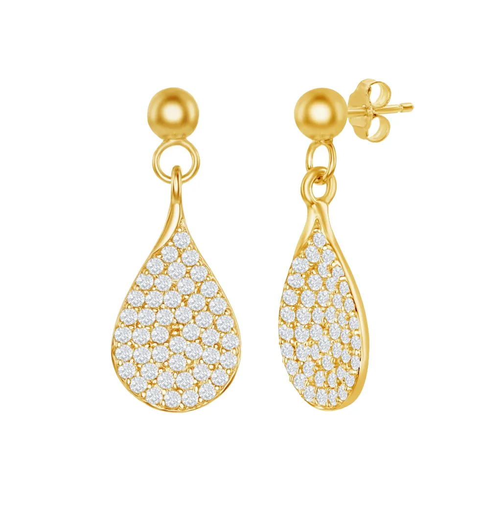 Pave Pear-Shaped Drop Earrings