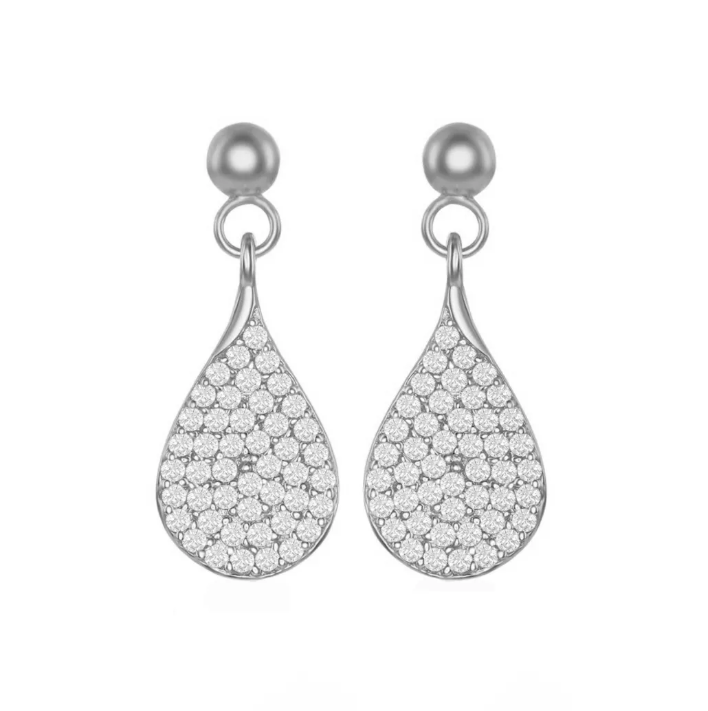 Pave Pear-Shaped Drop Earrings