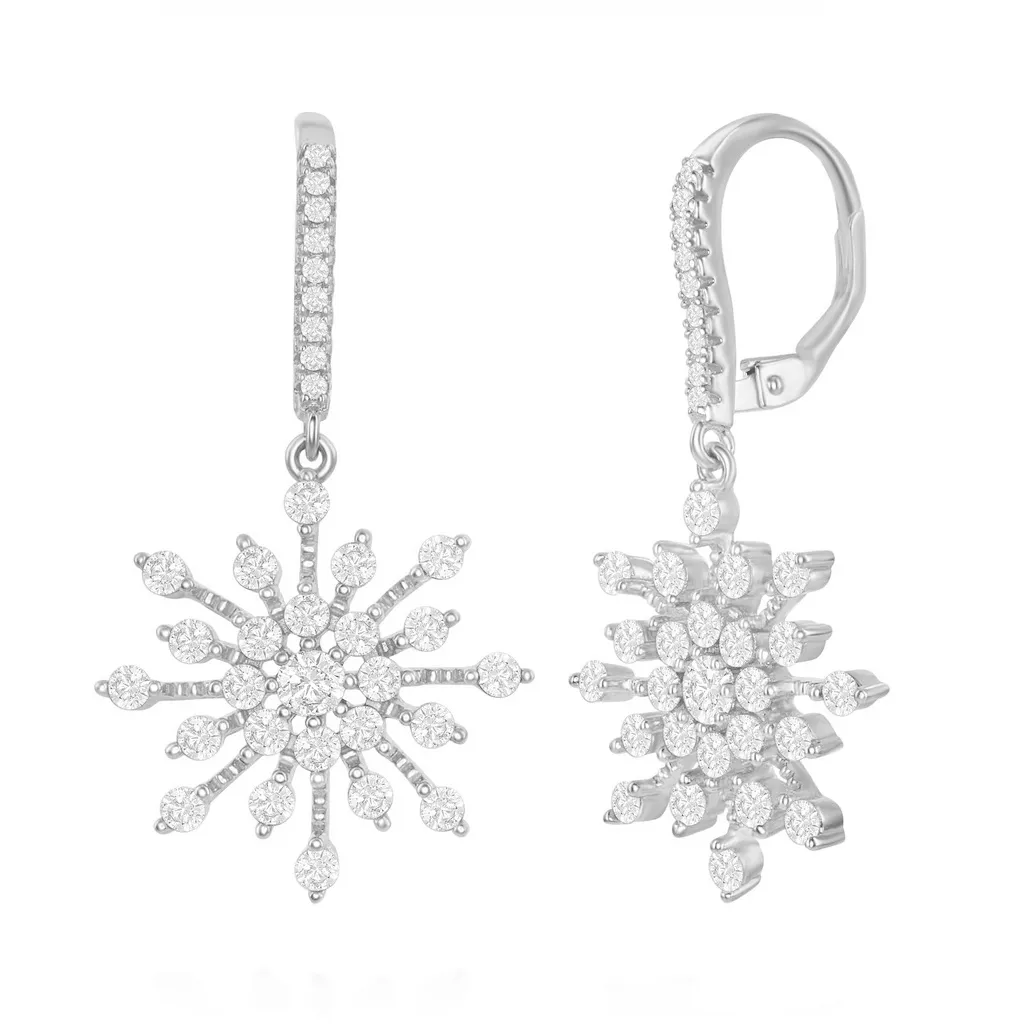 Pave Snowflake Drop Earrings