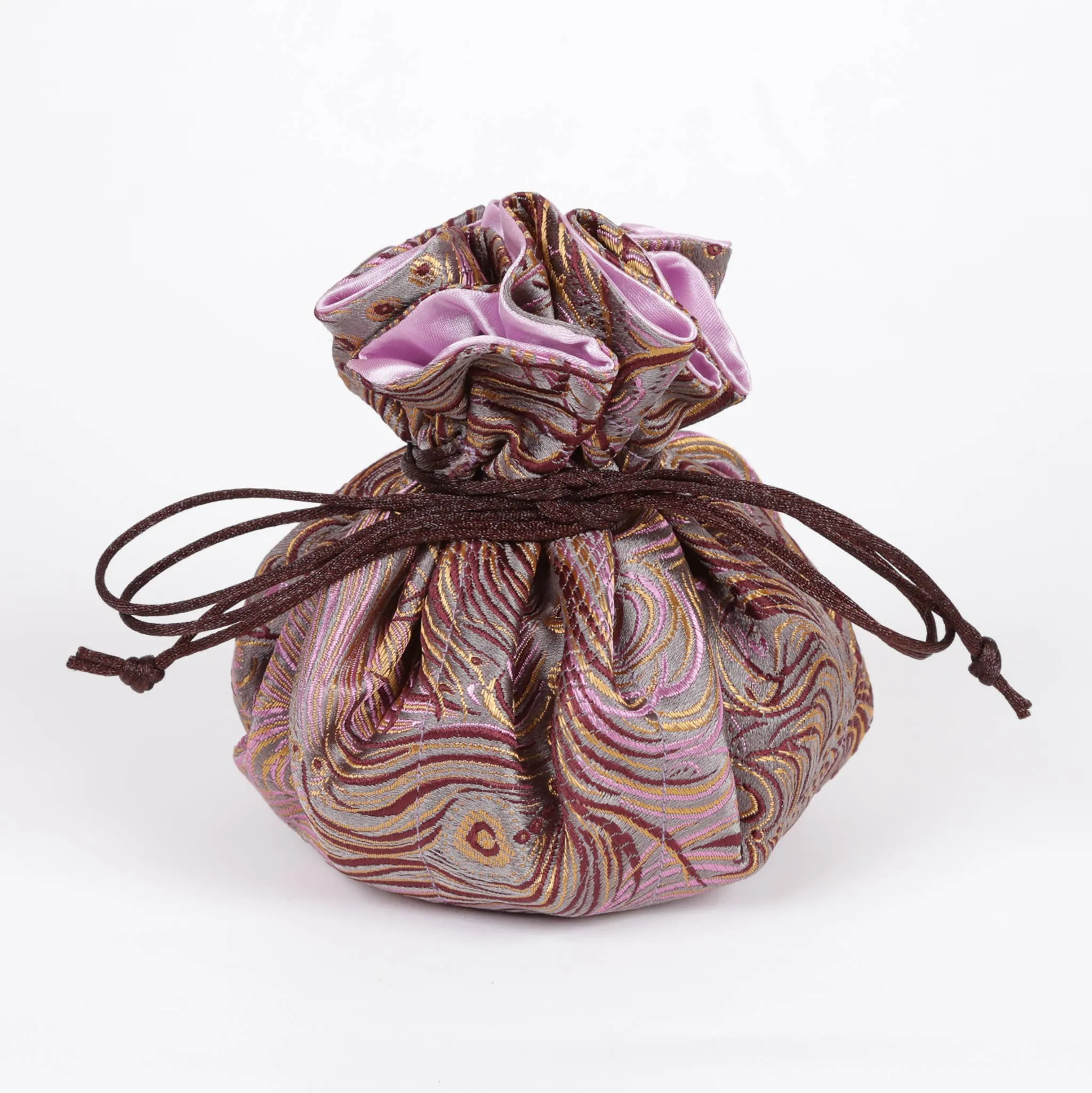 Peacock Feather Prints, Brocade Jewelry Pouch, Jewelry Bags
